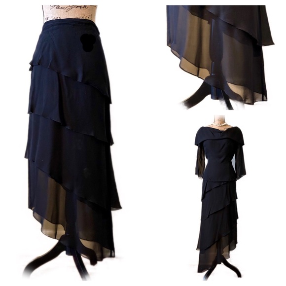 Chetta B Dresses & Skirts - CHETTA B Black Silk Dressy Asymmetrical Skirt